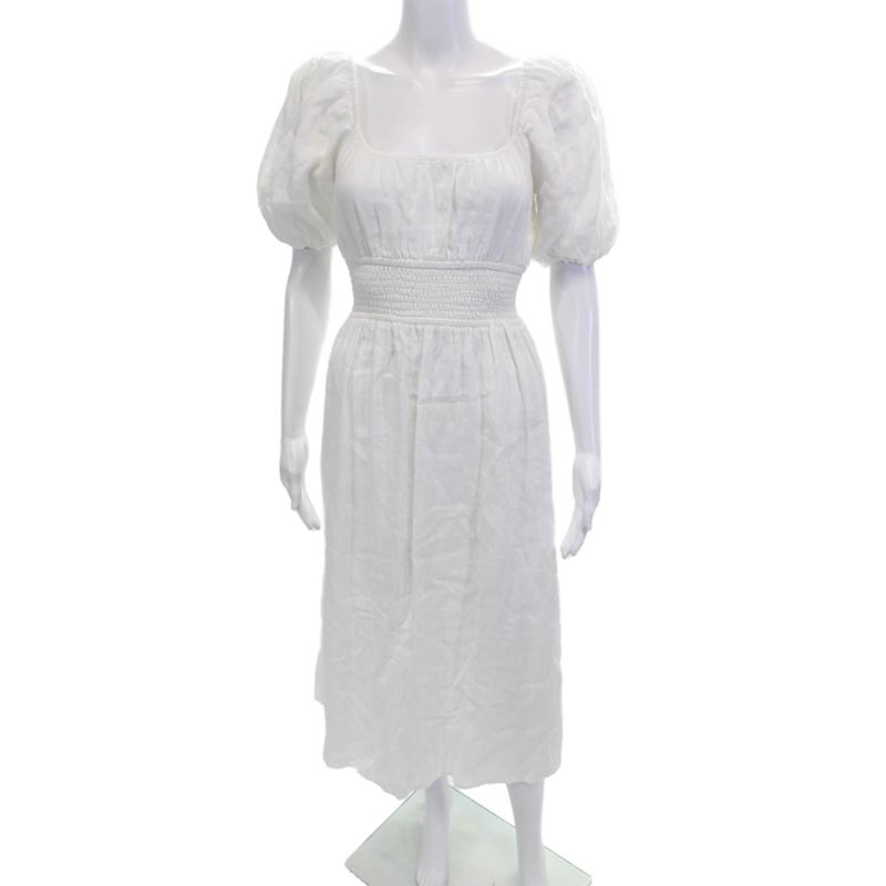 Faithfull The Brand Womens Scoop Neck Short Sleeve Long Dress White Size 02